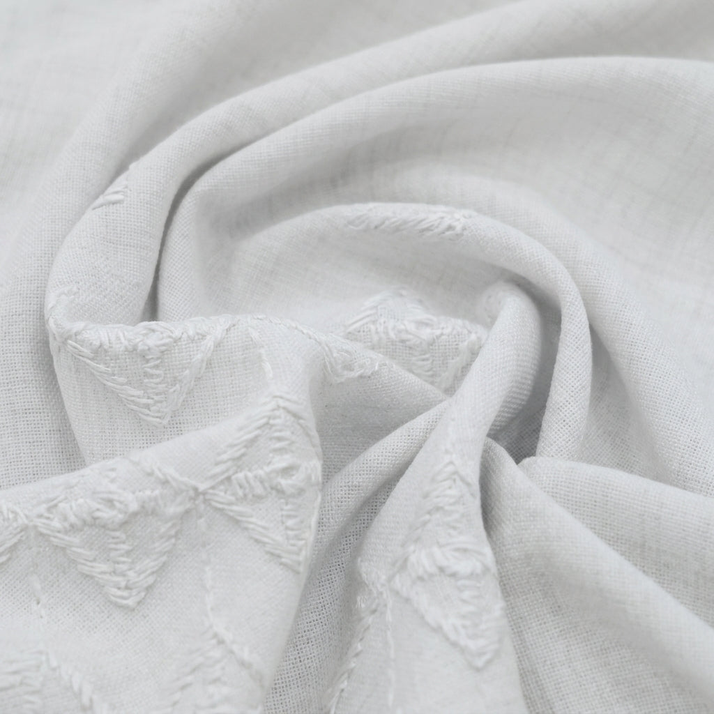 White Embroidery Cotton Fabric - EC14628