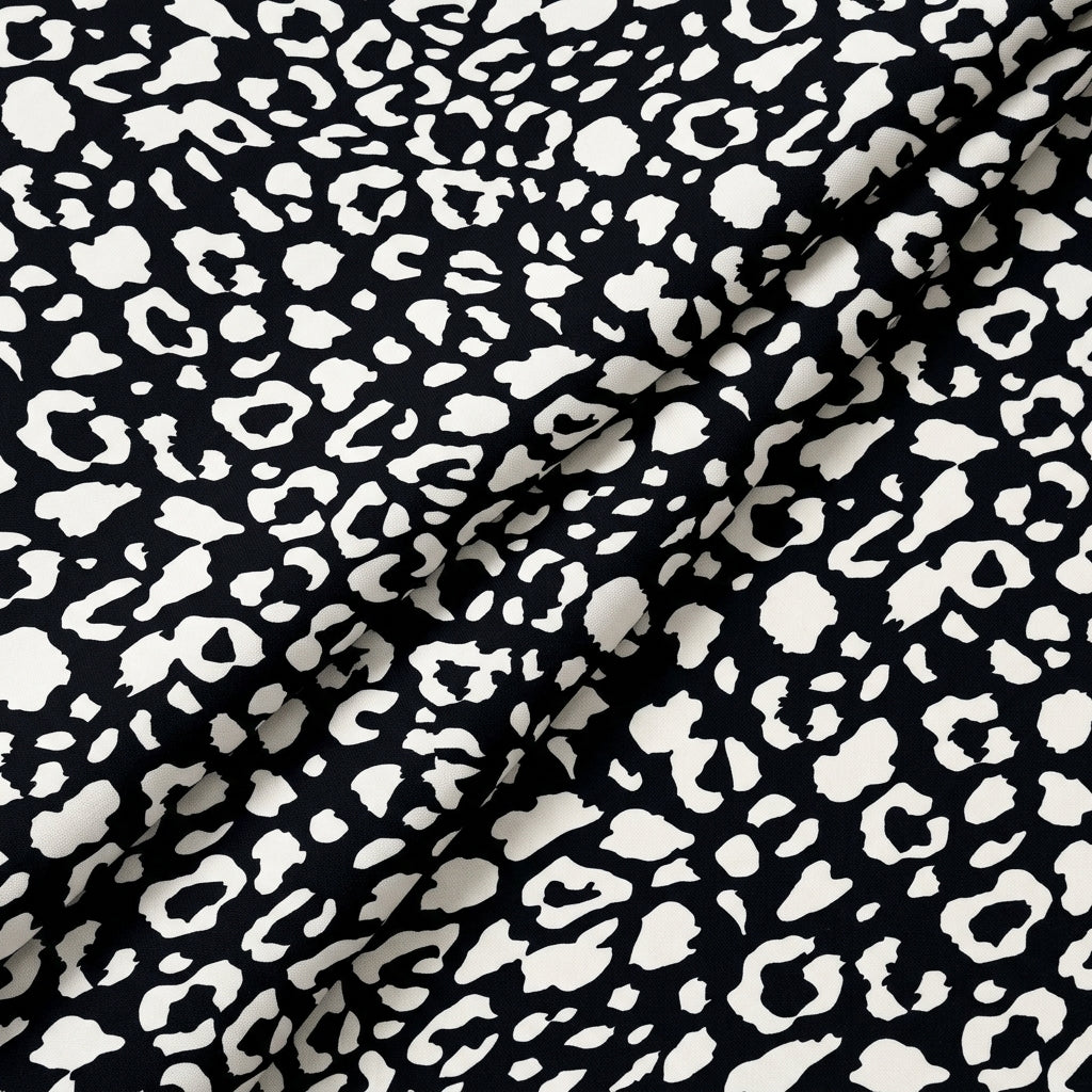 Folded Animal Print Black Animal Print Crepe Fabric