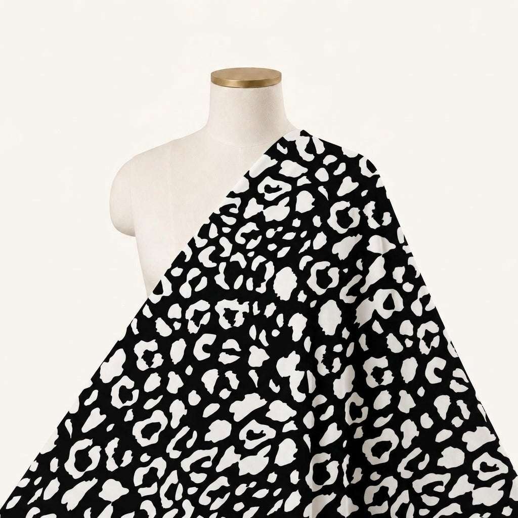 Animal Print Black Animal Print Crepe Fabric Draped as a saree