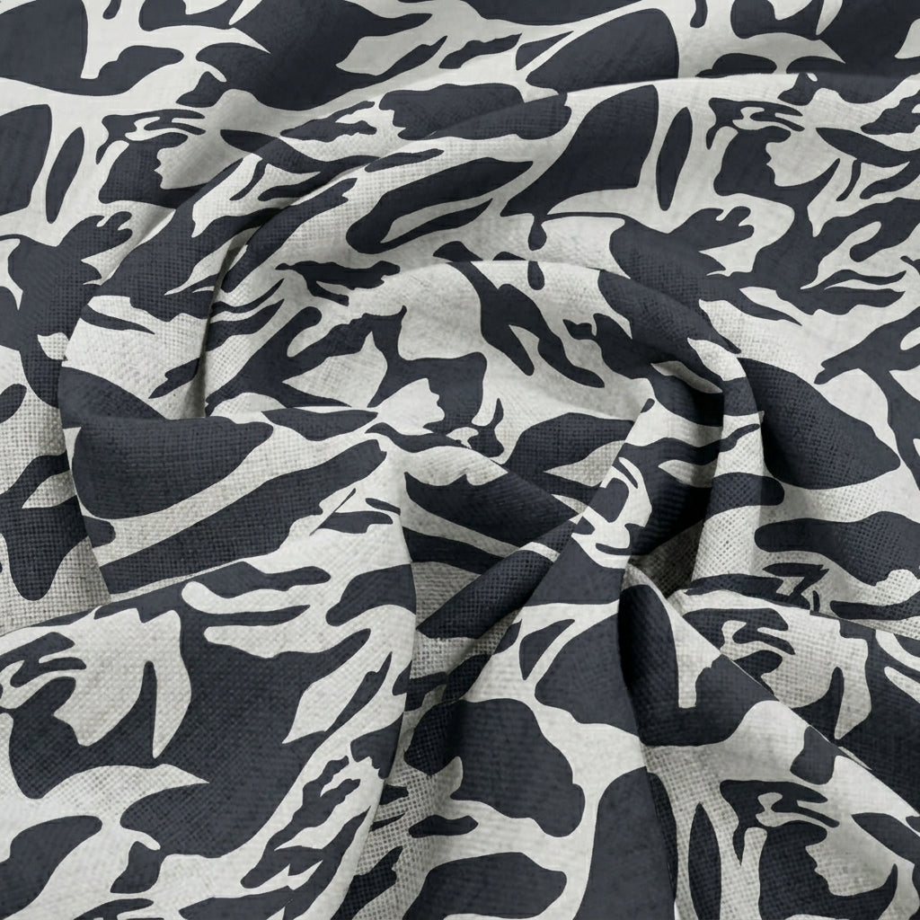Swirled Abstract Black Abstract Crepe Fabric