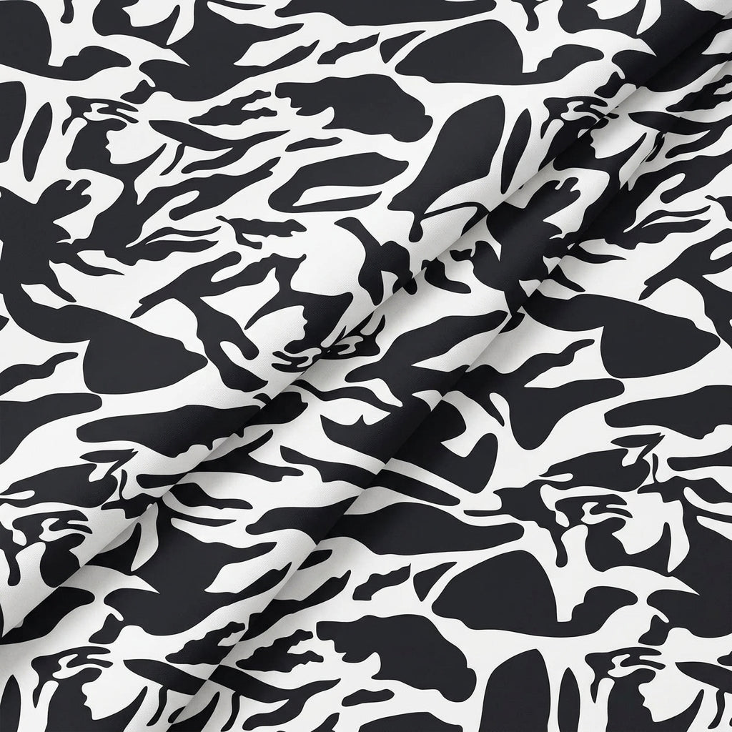 Folded Abstract Black Abstract Crepe Fabric