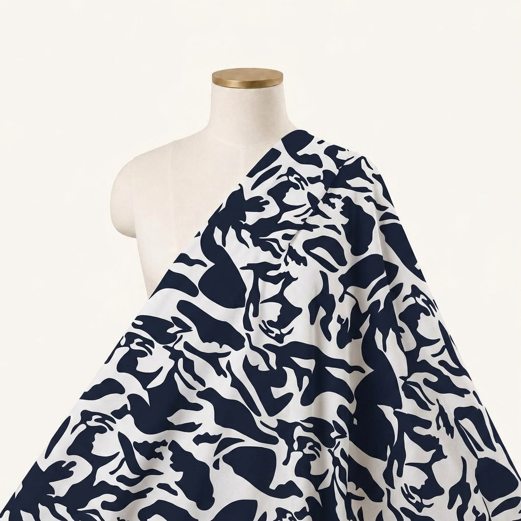 Abstract Black Abstract Crepe Fabric Draped as a saree
