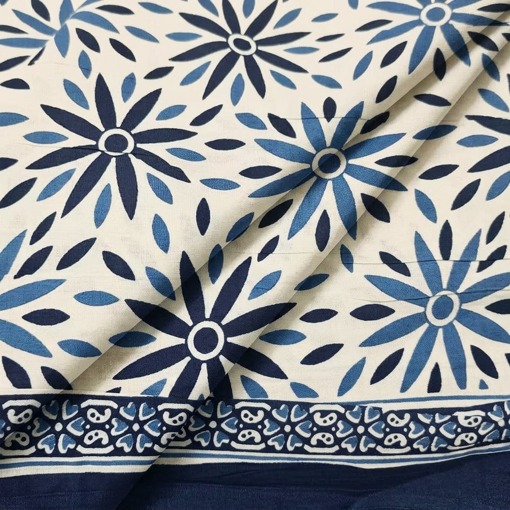 Folded Floral Cream Floral Cotton Fabric