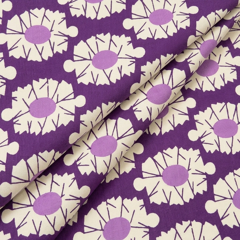 Folded Floral Purple Floral Cotton Fabric