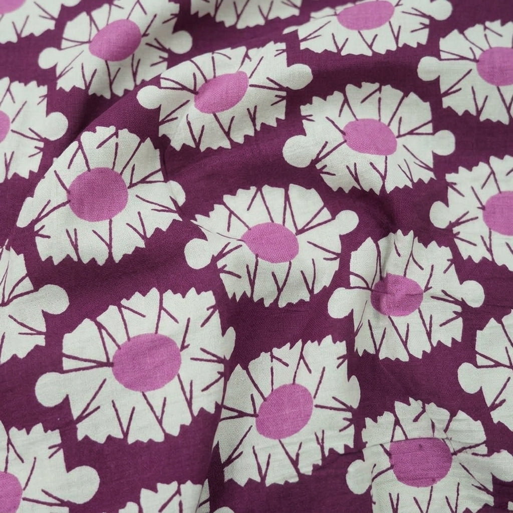Swirled Floral Pink Floral Cotton Fabric
