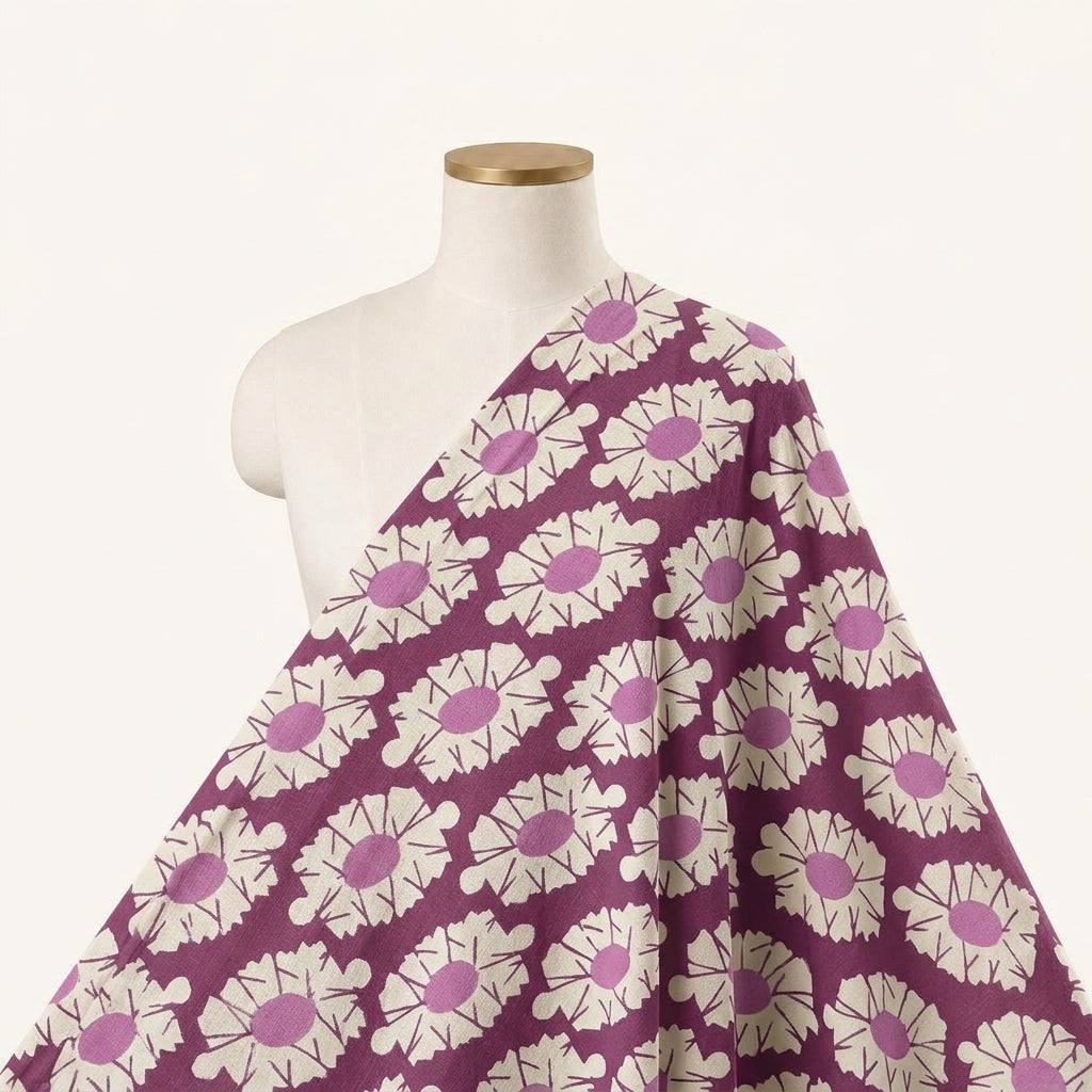 Floral Pink Floral Cotton Fabric Draped as a saree