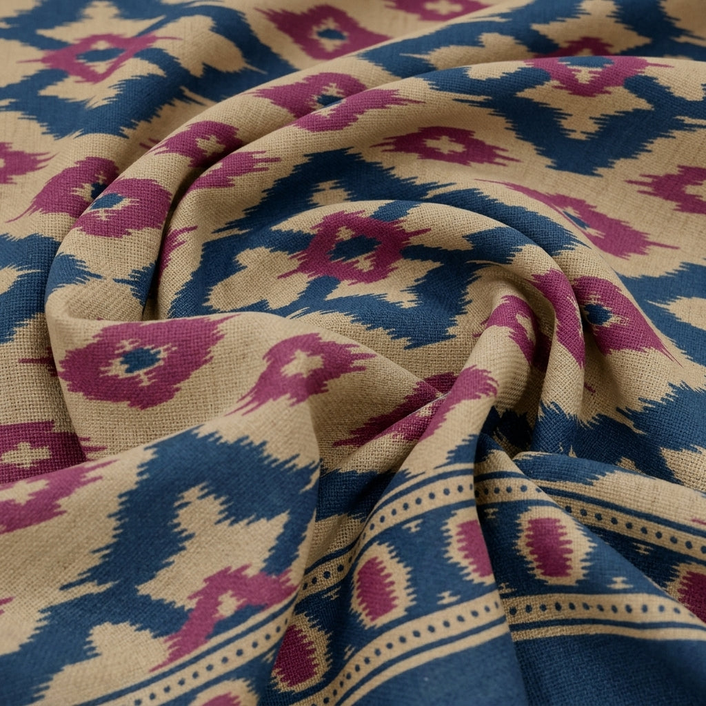 Swirled Abstract Brown Abstract Cotton Fabric