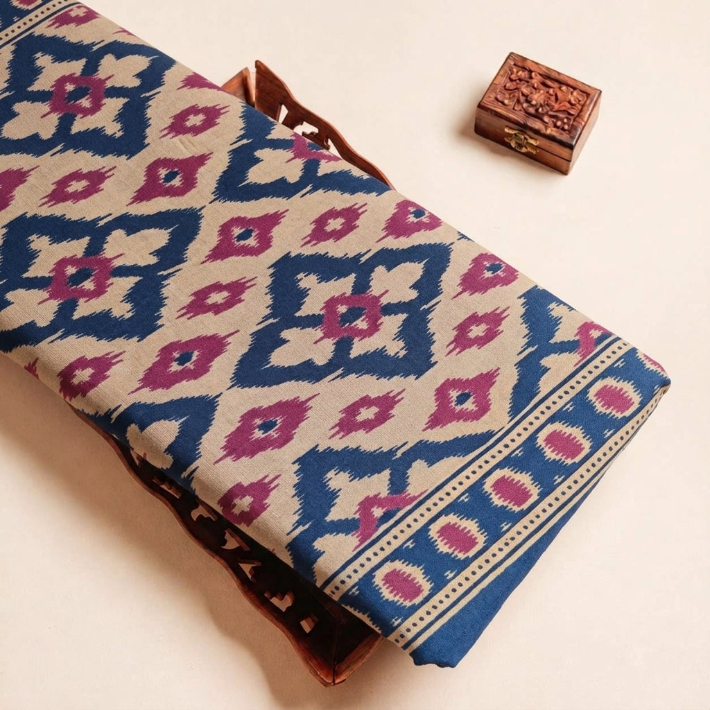 Folded Brown Abstract Cotton Fabric Highlighting Border and Texture