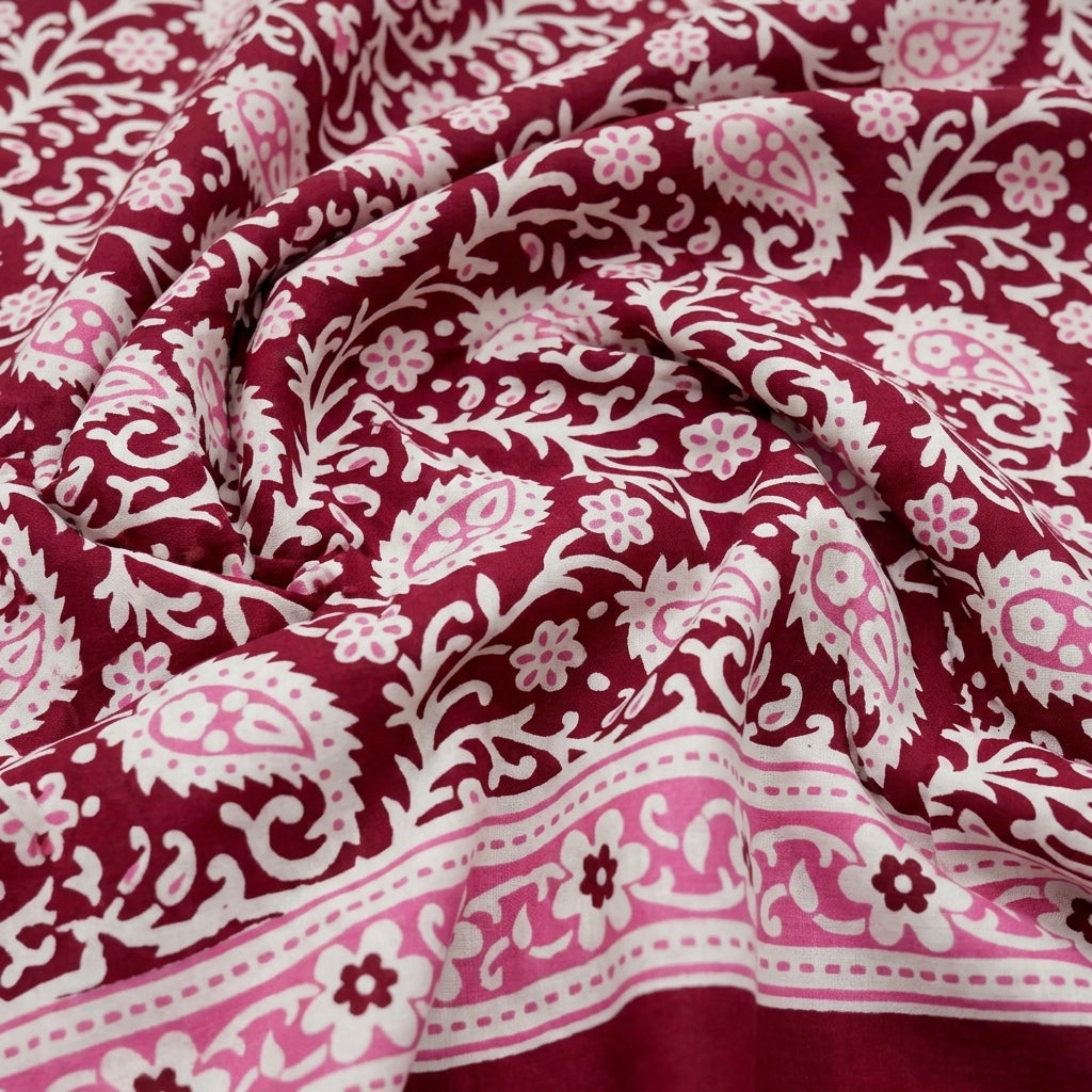 Swirled Paisley Pink Paisley Cotton Fabric