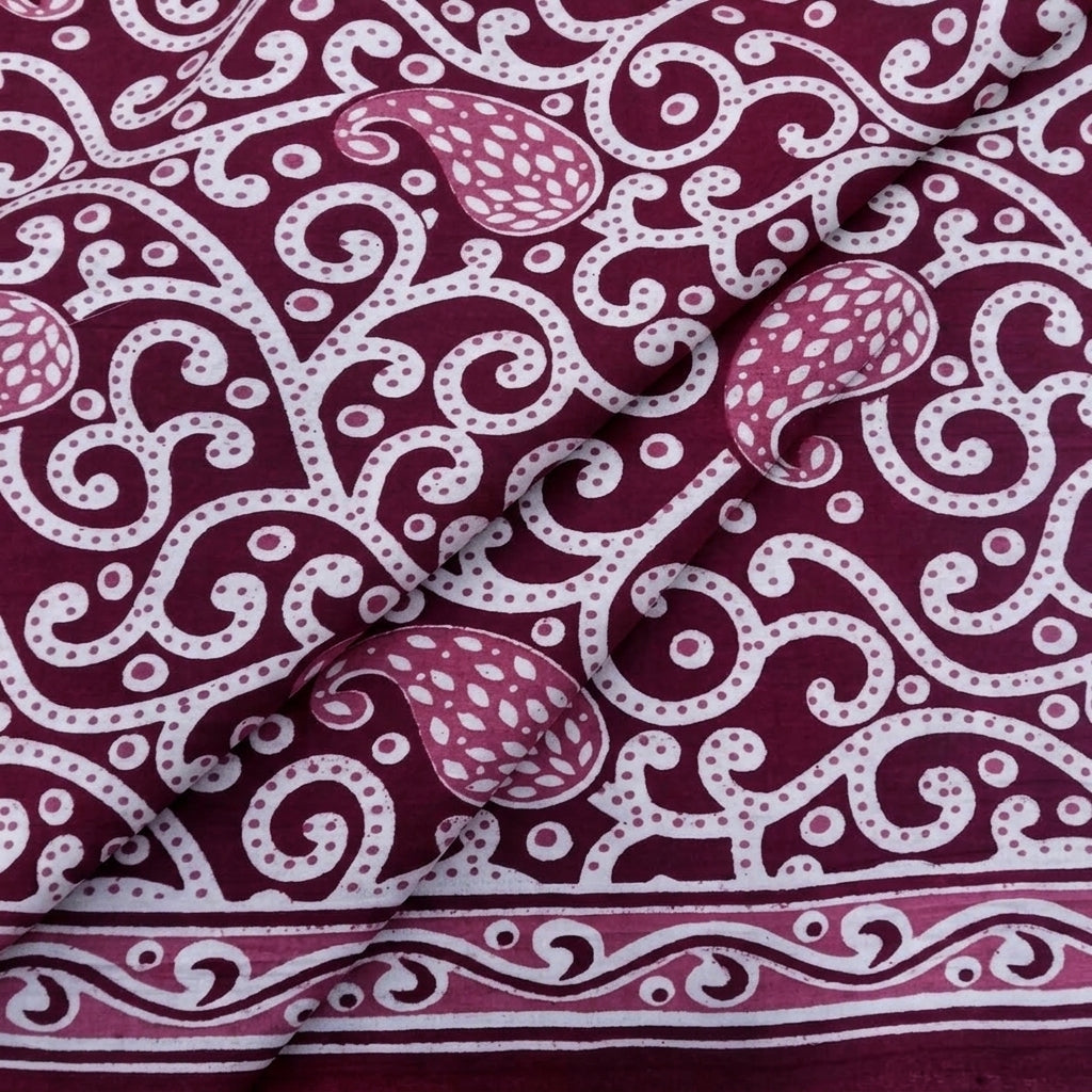 Folded Floral Wine Floral Cotton Fabric