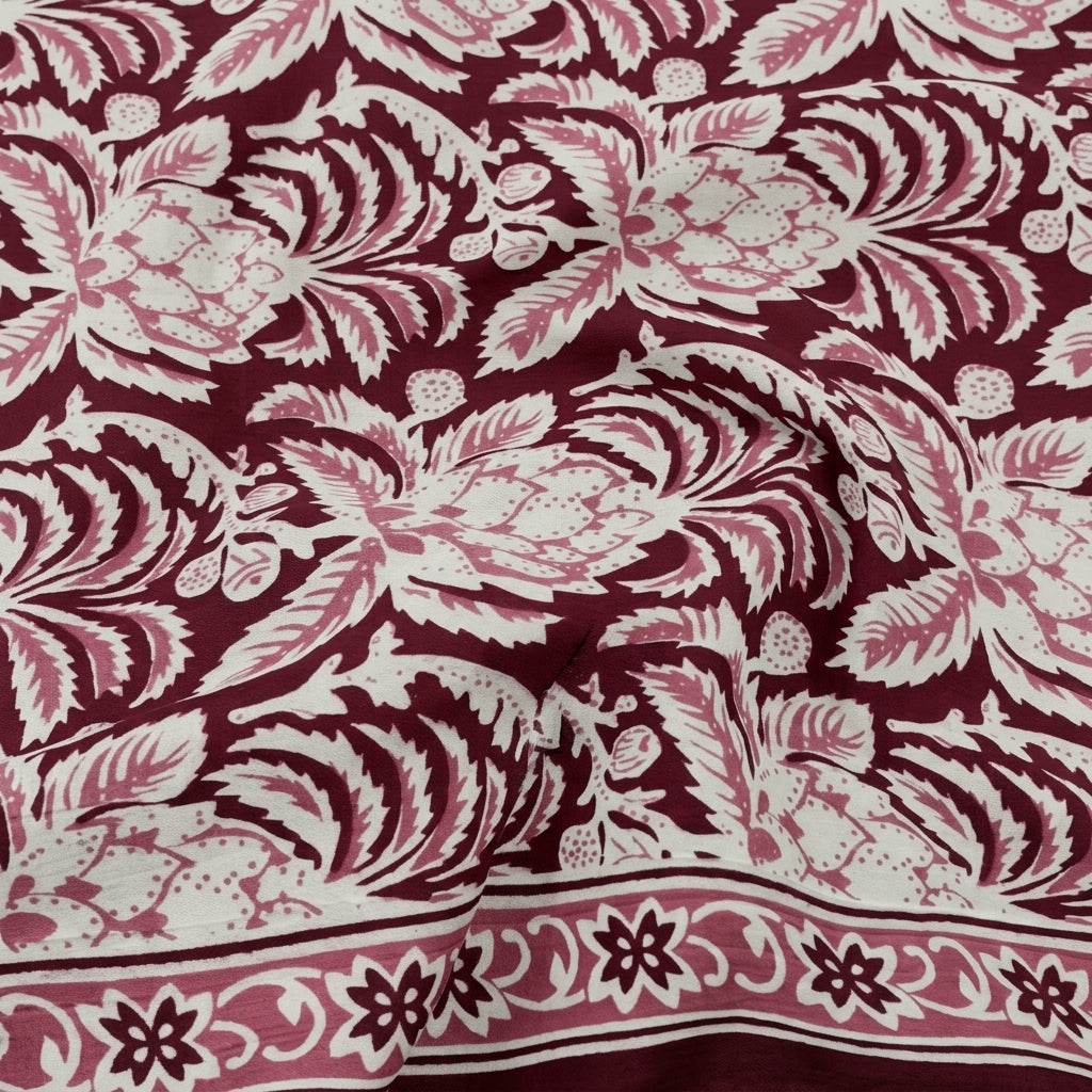 Swirled Floral Pink Floral Cotton Fabric