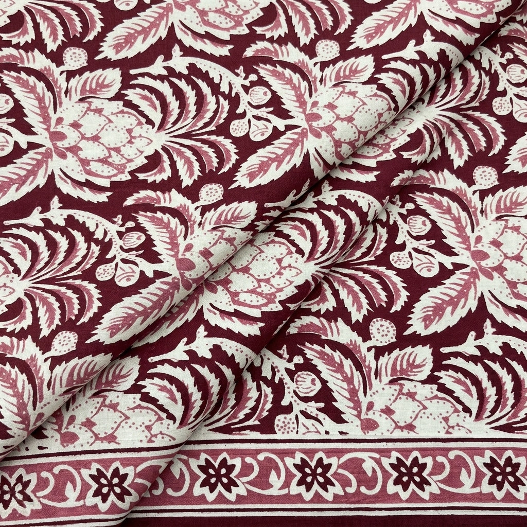 Folded Floral Pink Floral Cotton Fabric