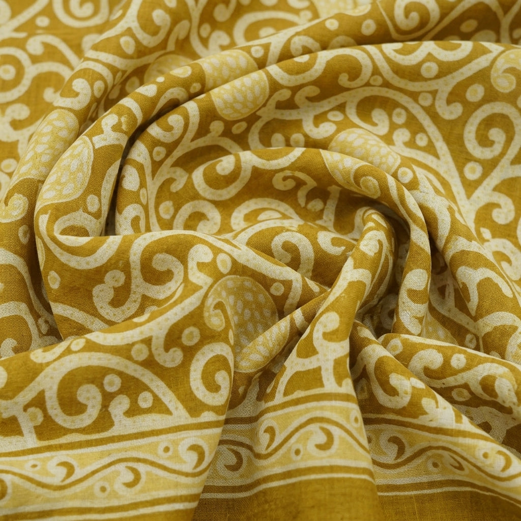 Swirled Paisley Yellow Paisley Cotton Fabric