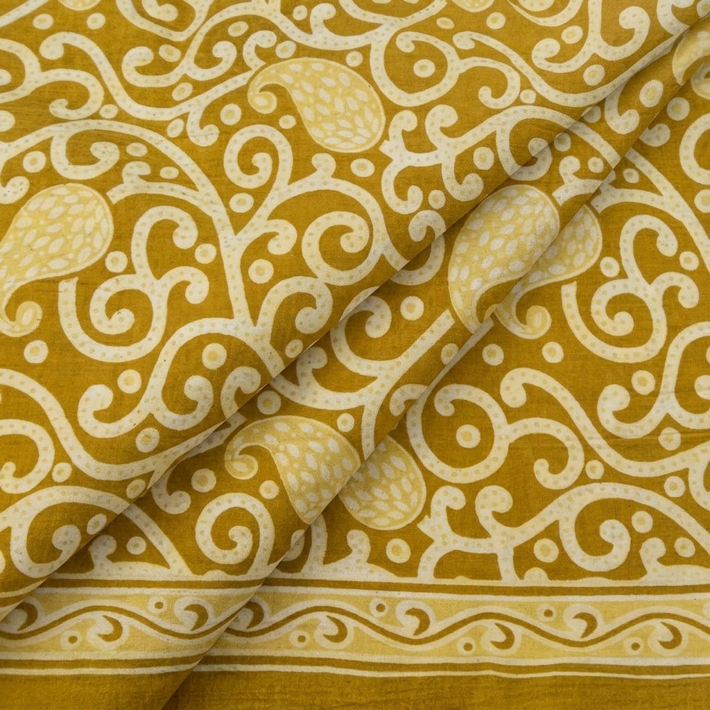 Folded Paisley Yellow Paisley Cotton Fabric
