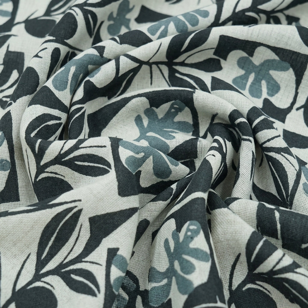 Swirled Floral Green Floral Cotton Fabric