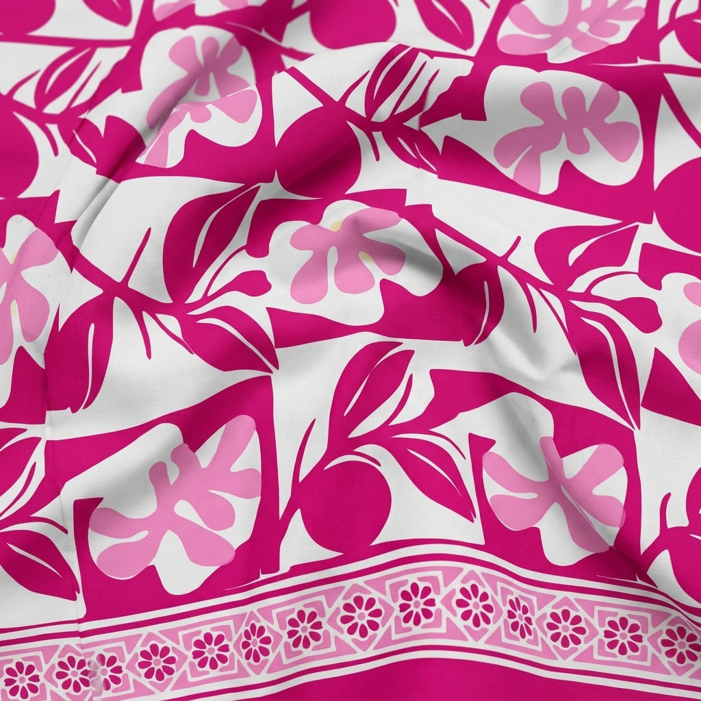 Swirled Floral Pink Floral Cotton Fabric
