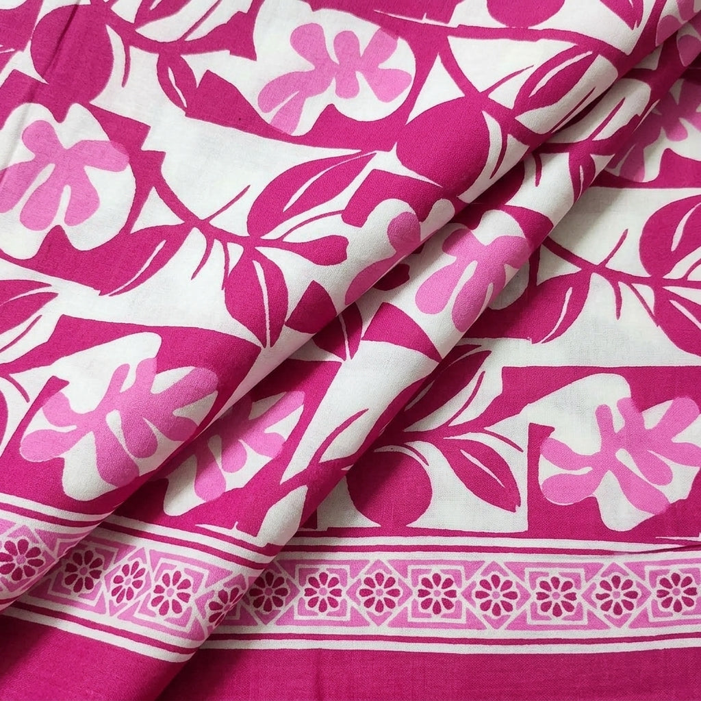 Folded Floral Pink Floral Cotton Fabric