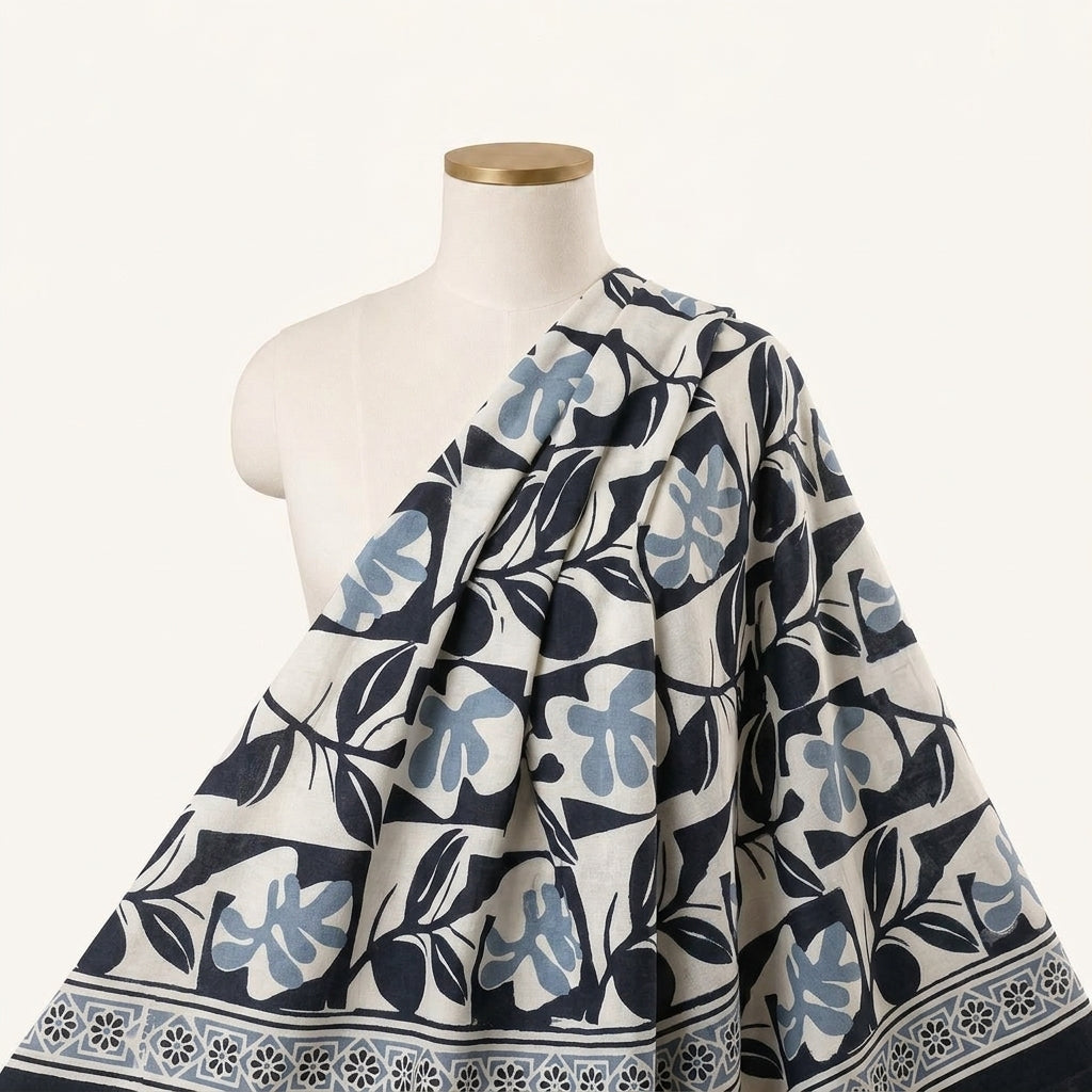 Floral Cotton Fabric - EC14811 - saree_drape