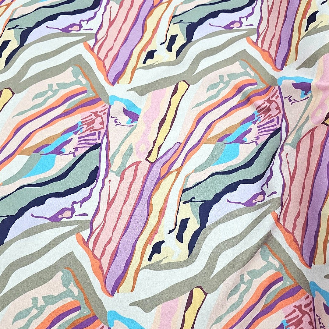 Multicolor Floral Crepe Fabric - EC15205 - EC15205 - Flat fabric