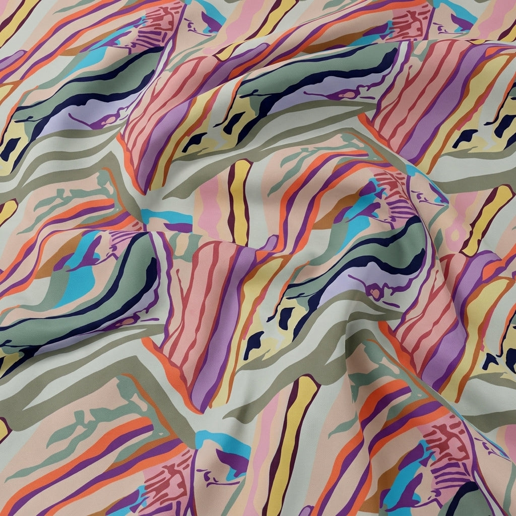 Swirled Floral Multicolor Floral Crepe Fabric