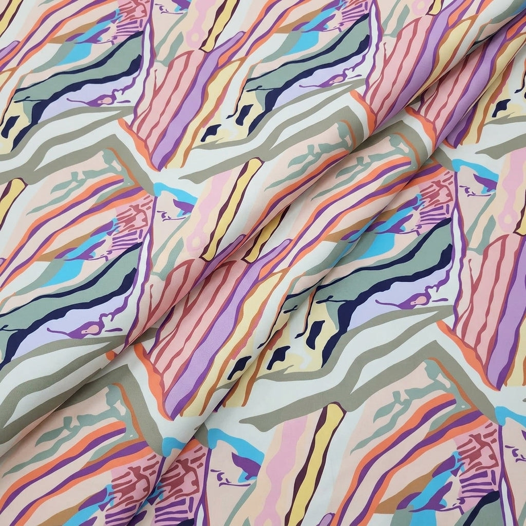 Folded Floral Multicolor Floral Crepe Fabric