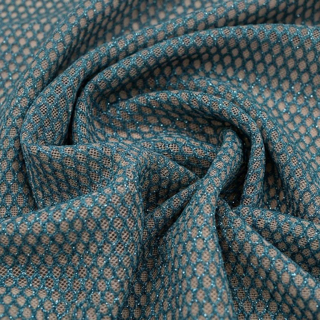 Swirled Embroidery Green Embroidery Net Fabric