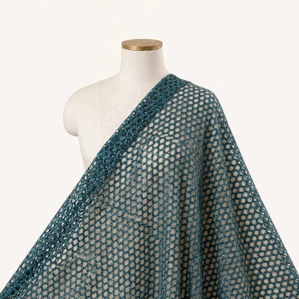 Embroidery Green Embroidery Net Fabric Draped as a saree