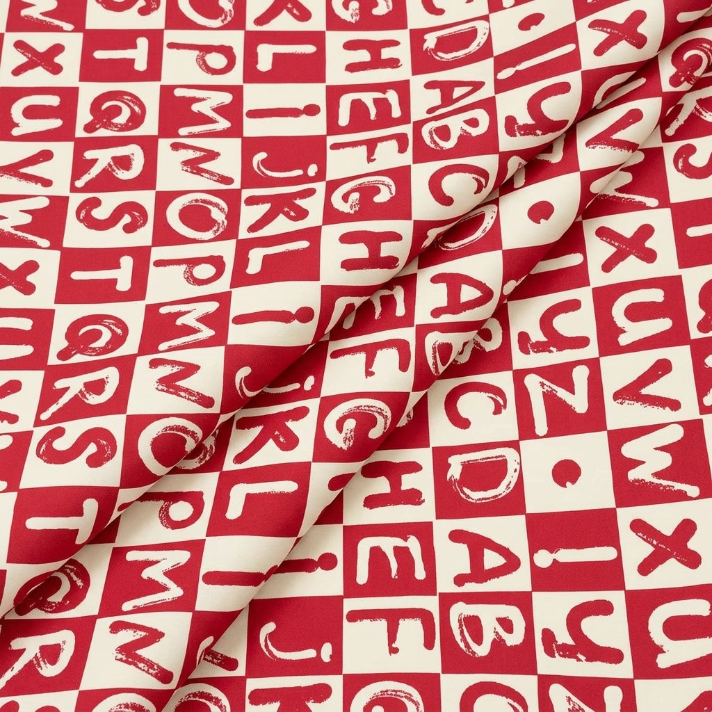 Folded Printed Red Printed Satin Fabric