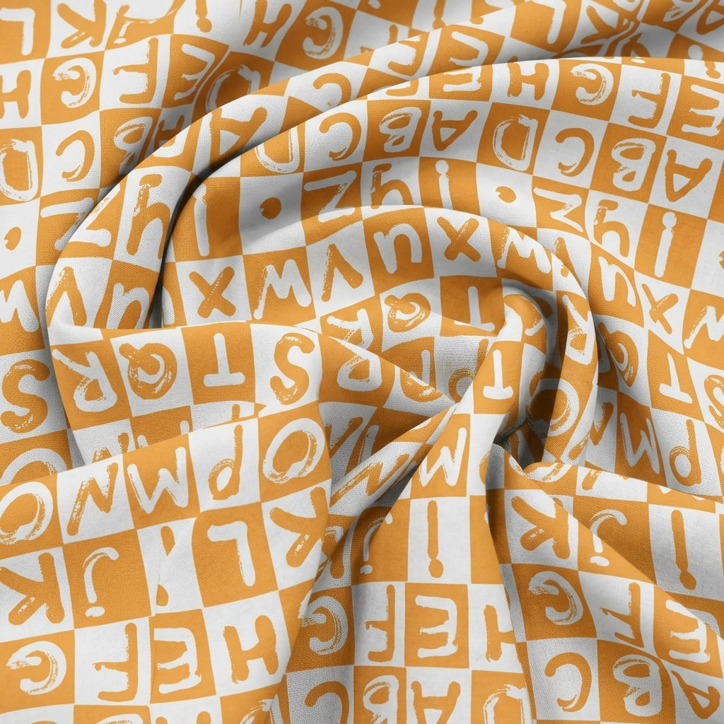 Swirled Printed Yellow Printed Satin Fabric