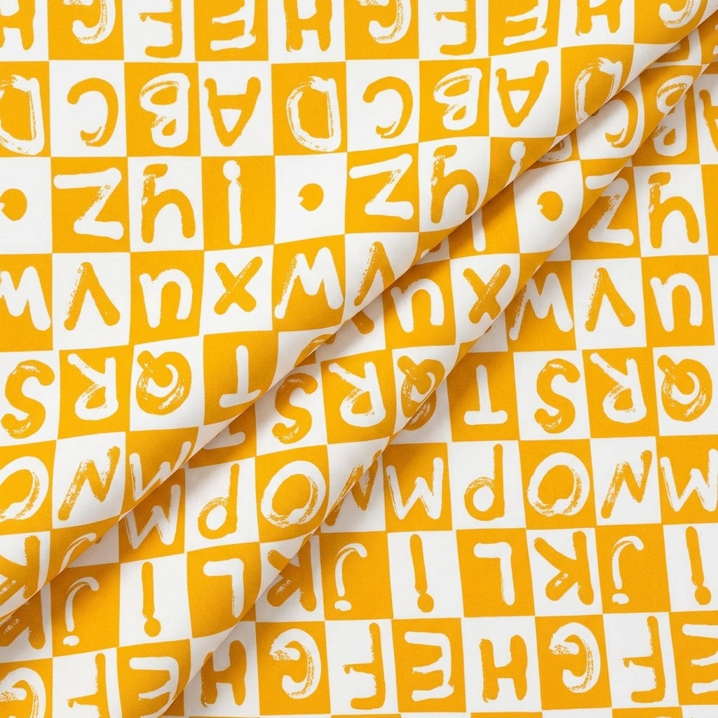 Folded Printed Yellow Printed Satin Fabric