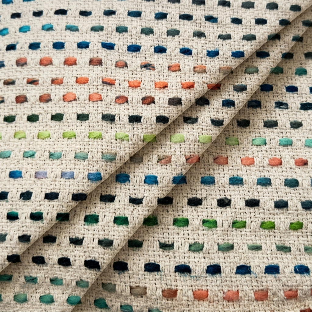 Folded Embroidery Cream Embroidery Jute Fabric