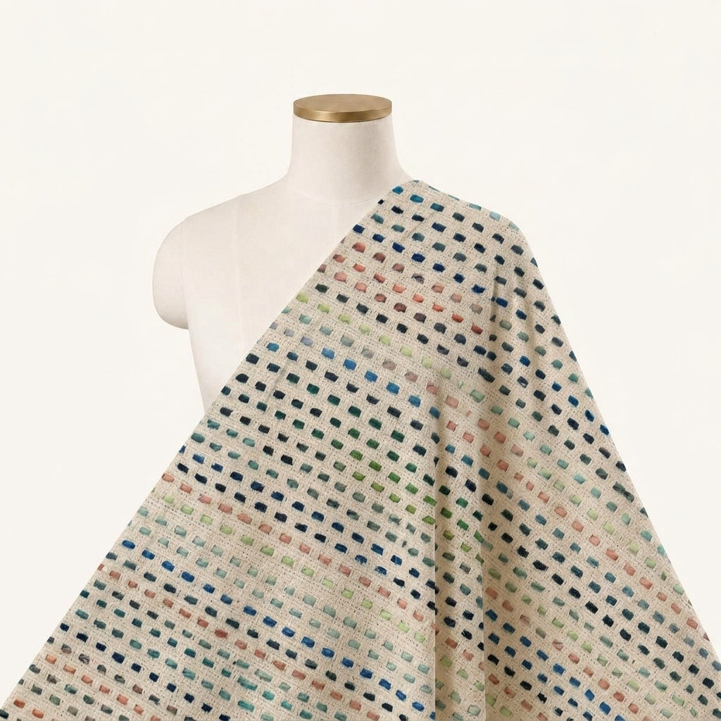 Embroidery Cream Embroidery Jute Fabric Draped as a saree
