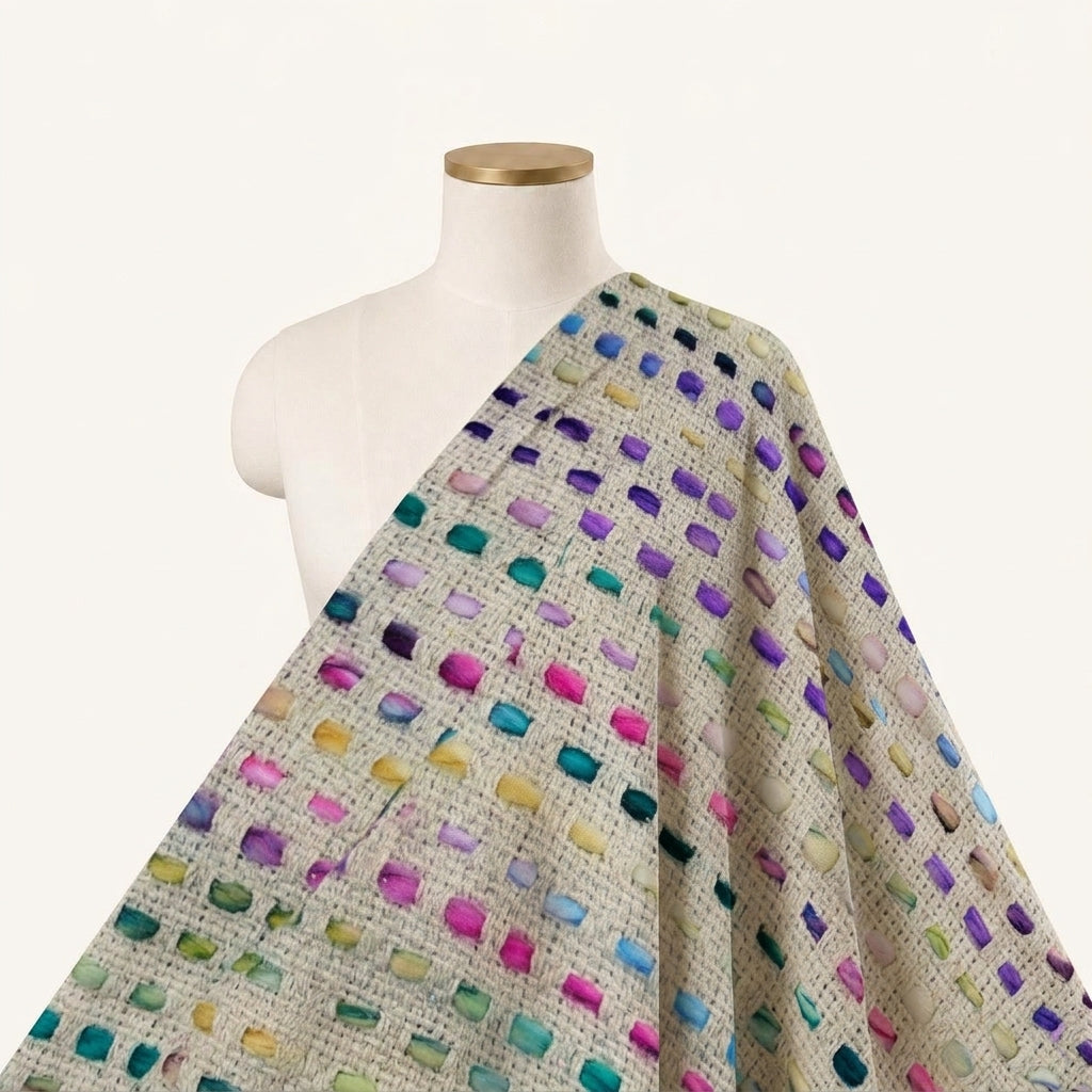 Embroidery Cream Embroidery Jute Fabric Draped as a saree