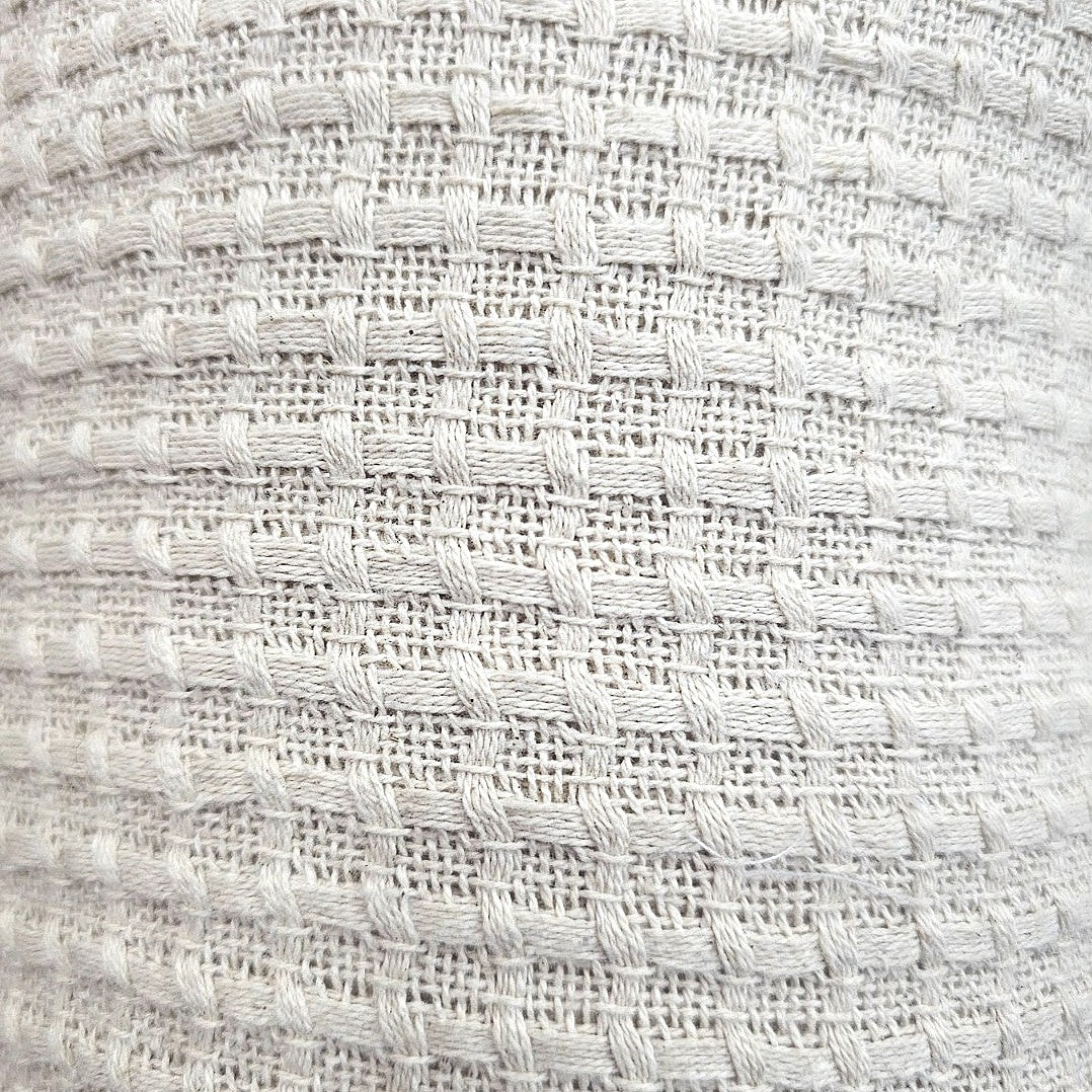 Beige Thread Work Jute Fabric - EC15476
