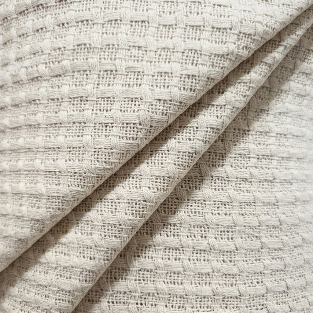Beige Thread Work Jute Fabric - EC15476