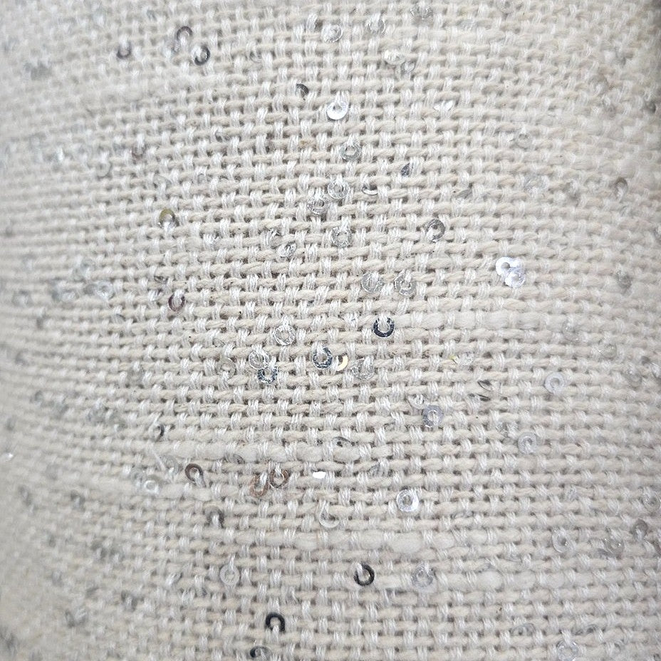 Beige Sequin Jute Fabric - EC15485