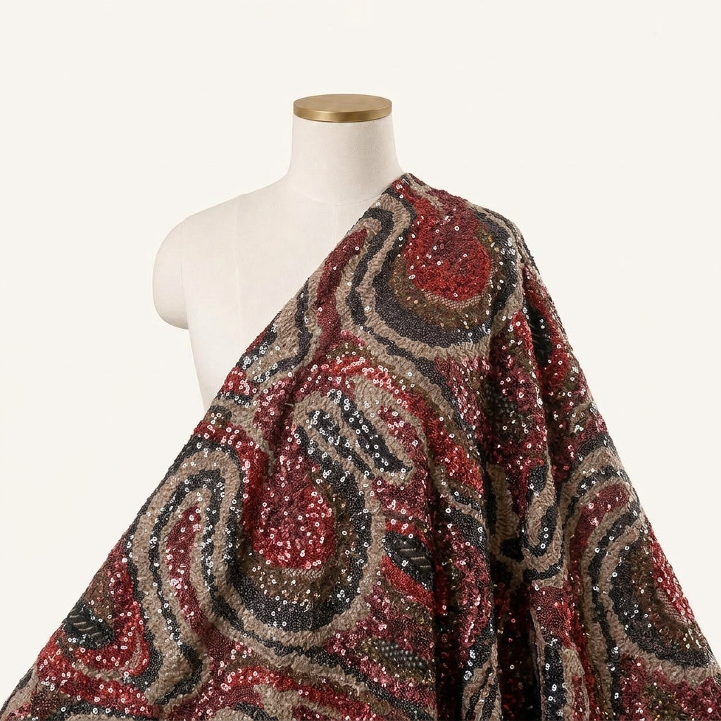 Embroidery Maroon Embroidery Net Fabric Draped as a saree