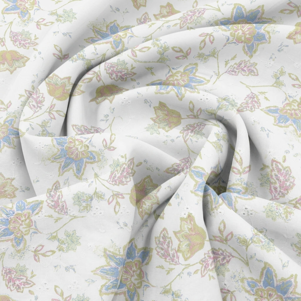 Swirled Hakoba White Hakoba Cotton Fabric