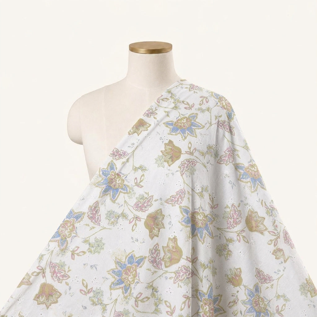 Hakoba White Hakoba Cotton Fabric Draped as a saree