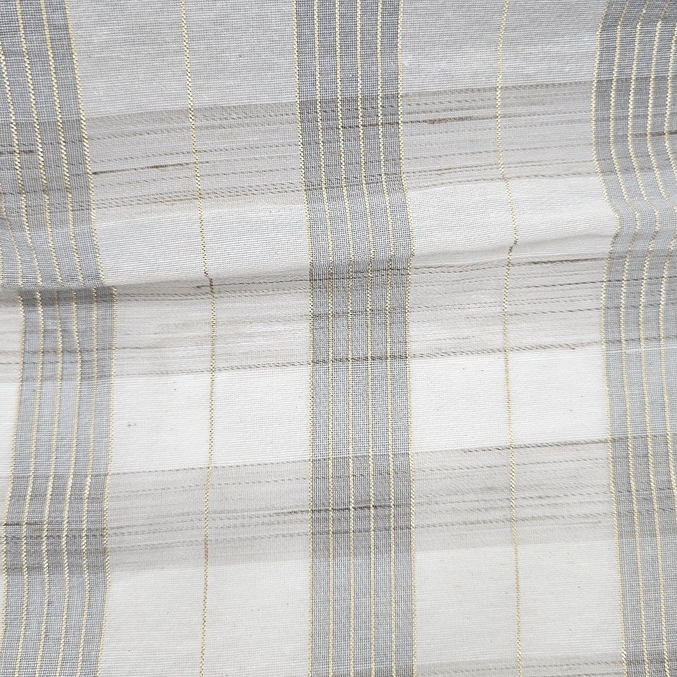 Grey Zari Checked Chanderi Fabric - EC15675 - EC15675 - Flat fabric