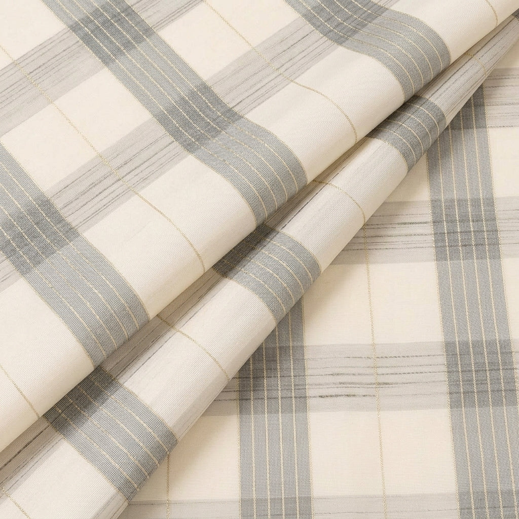 Folded Zari Checked Grey Zari Checked Chanderi Fabric