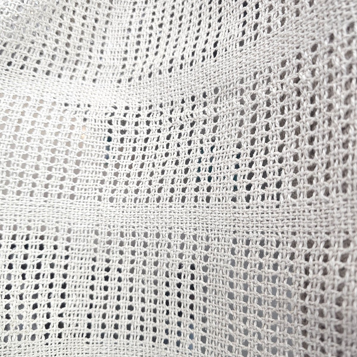 Beige Thread Work Jute Fabric - EC15745