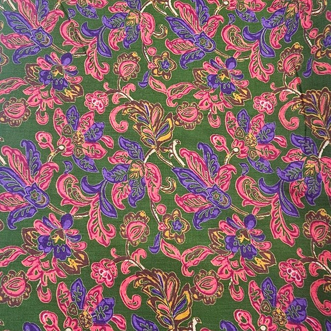 Green Floral Bizzy Lizzy Fabric - EC15797 - EC15797 - Flat fabric