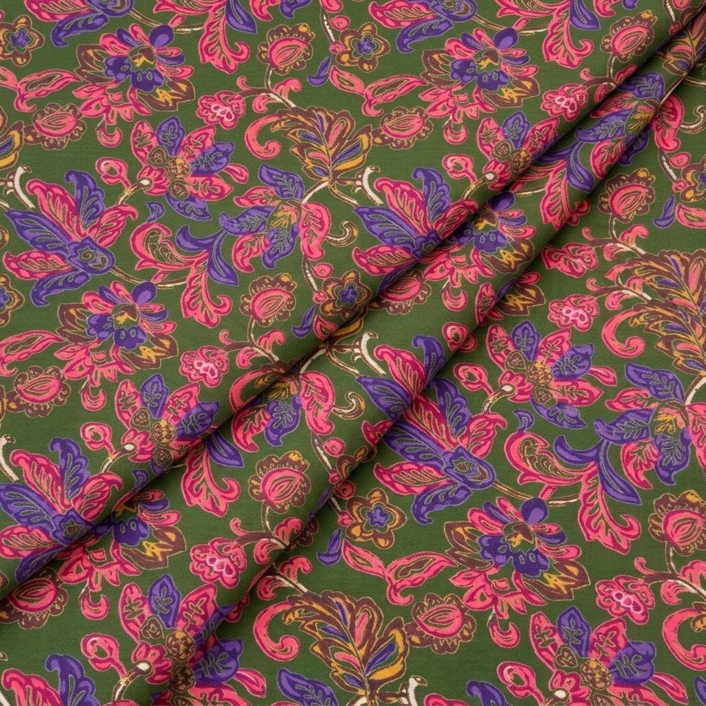 Folded Floral Green Floral Bizzy Lizzy Fabric