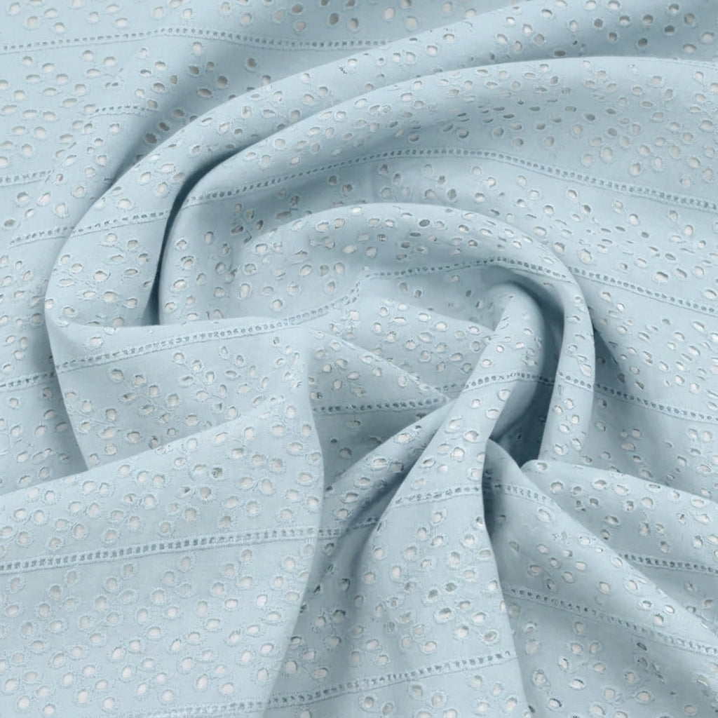 Swirled Cutwork Blue Cutwork Cotton Fabric
