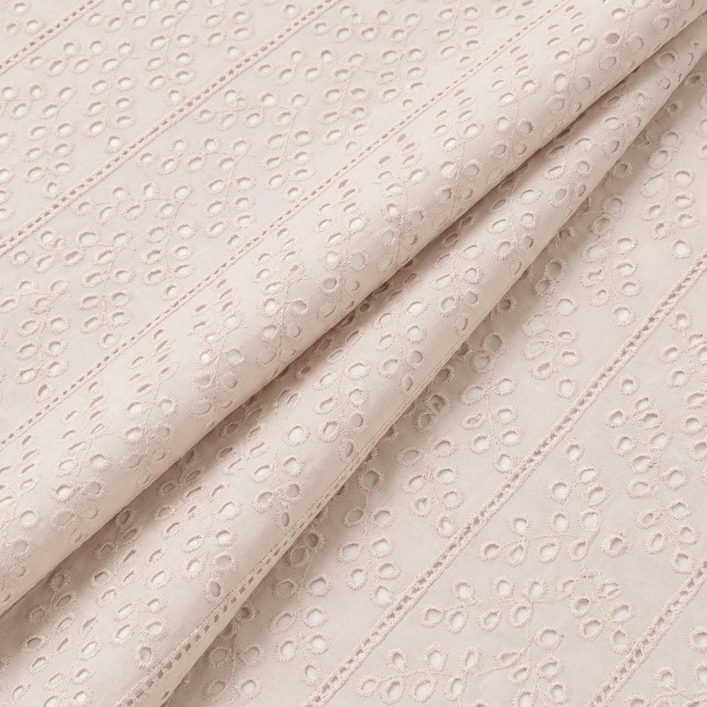 Folded Cutwork Light Pink Cutwork Cotton Fabric