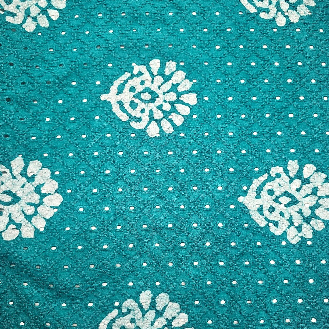 Sea Green Batik Hakoba Cotton Fabric - EC15905