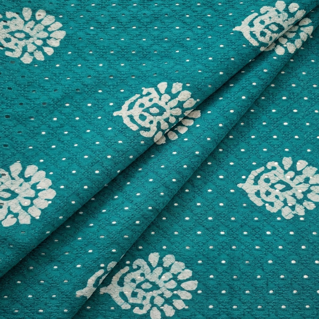 Folded Batik Hakoba Sea Green Batik Hakoba Cotton Fabric