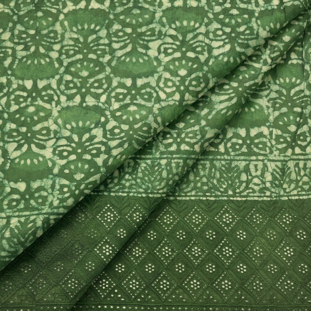 Folded Batik Hakoba Green Batik Hakoba Cotton Fabric