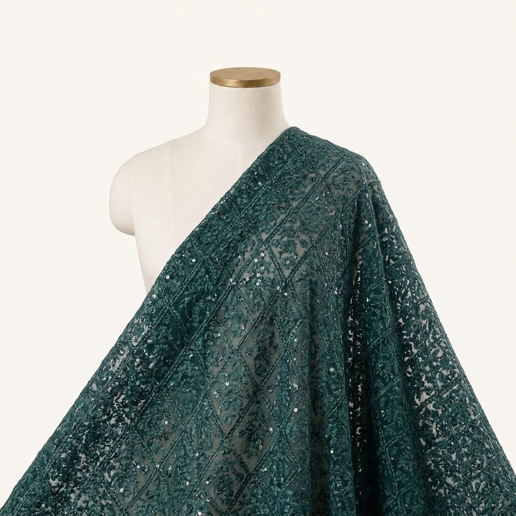 Embroidery Green Embroidery Georgette Fabric Draped as a saree
